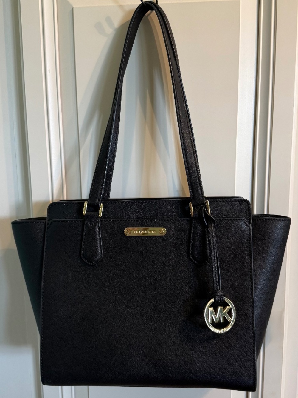 Michael Kors Black Large Structured Tote Bag w/ Gold Hardware